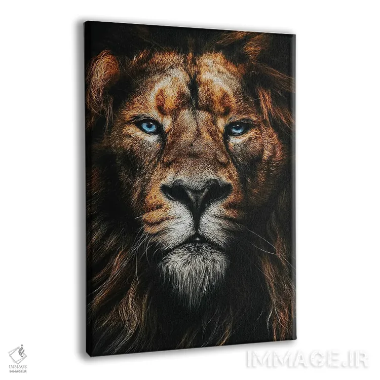 تابلو Blue Eyes,صورت شیر نر آفریقایی با چشمهای آبی اثر آدریان ویریو - نمای پرسپکتیو محصول