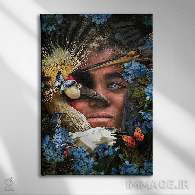 تابلو دختر با چشمهای آبی در طبیعت اثر آدریان ویریو - نمای روبهرو روی دیوار