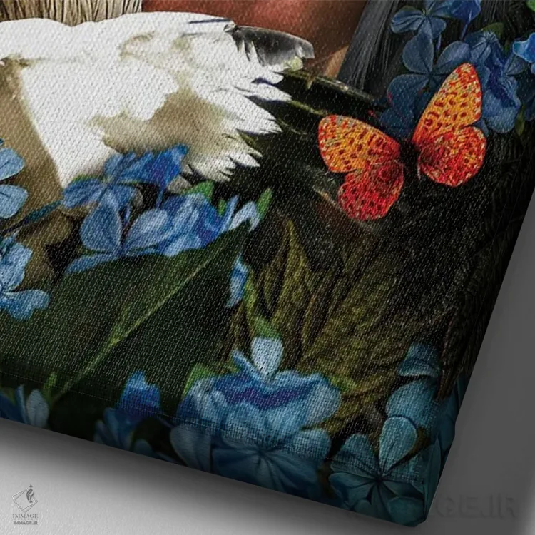 تابلو دختر با چشمهای آبی در طبیعت اثر آدریان ویریو - نمای نزدیک بافت بوم