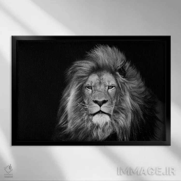 تابلو صورت شیر جداشده (حیوان) اثر آدریان ویریو - نمای قابدار مشکی
