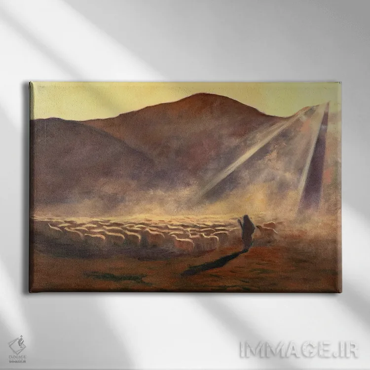 تابلو تجلی چوپان نیکو (تم معنویتی) اثر الکساندر واشاکمدزه - نمای روبهرو روی دیوار