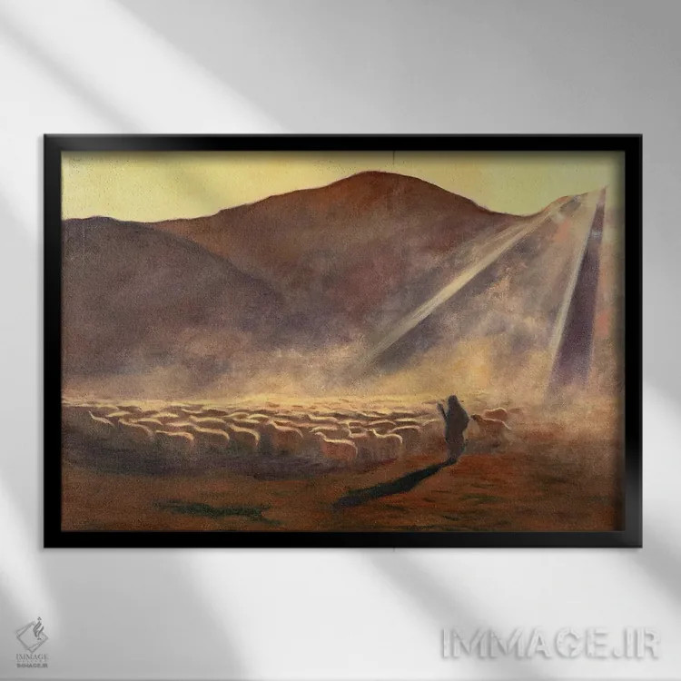 تابلو تجلی چوپان نیکو (تم معنویتی) اثر الکساندر واشاکمدزه - نمای قابدار مشکی