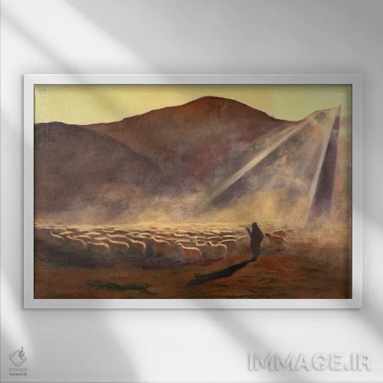 تابلو تجلی چوپان نیکو (تم معنویتی) اثر الکساندر واشاکمدزه - نمای قابدار سفید