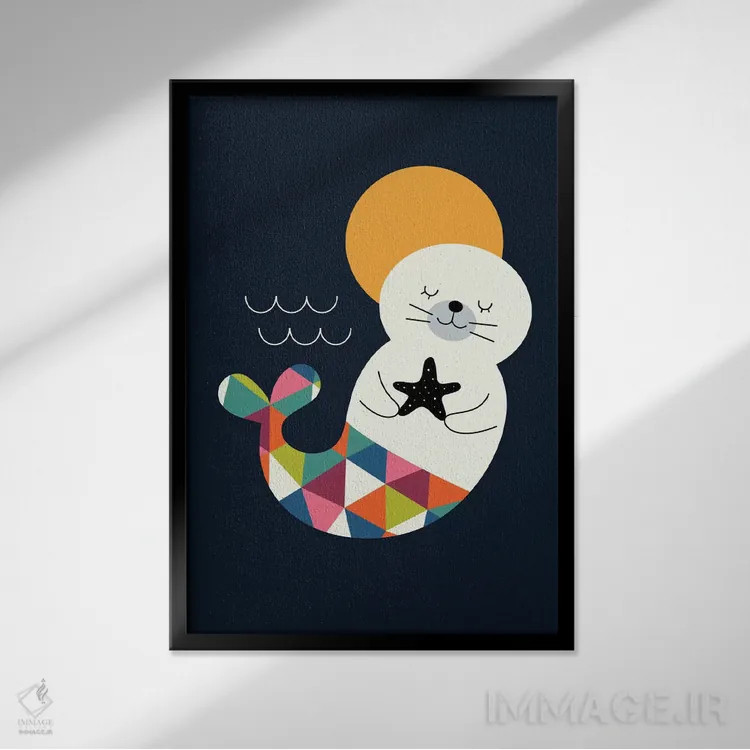 تابلو پری دریایی فُک اثر اندی وستفِیس - نمای قابدار مشکی