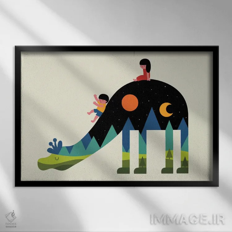 تابلو بالا و پایین اثر اندی وستفِیس - نمای قابدار مشکی