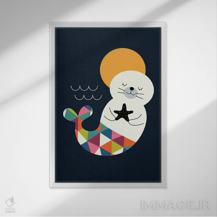 تابلو پری دریایی فُک اثر اندی وستفِیس - نمای قابدار سفید