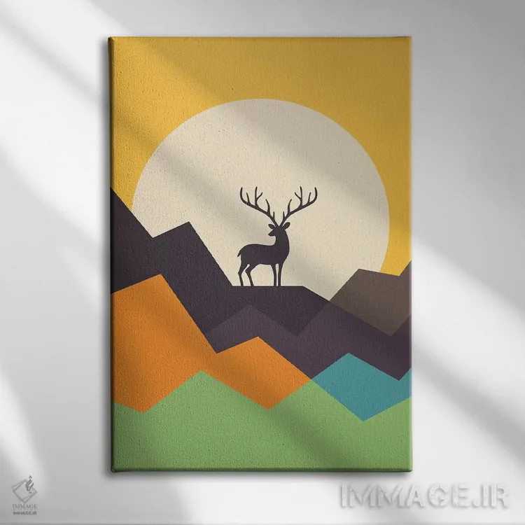 تابلو گوزن اثر اندی وستفِیس - نمای روبهرو روی دیوار