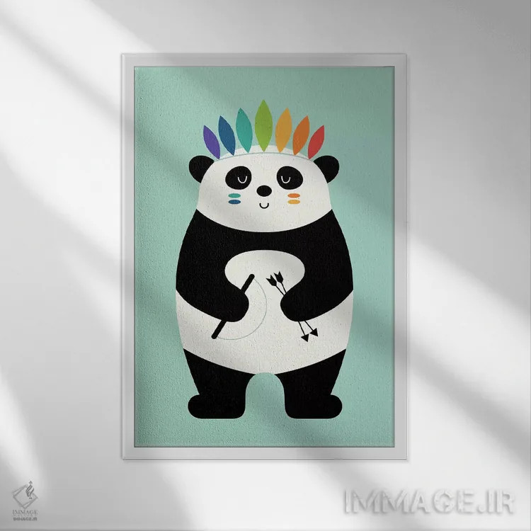 تابلو شجاع باش (پاندا) اثر اندی وستفِیس - نمای قابدار سفید