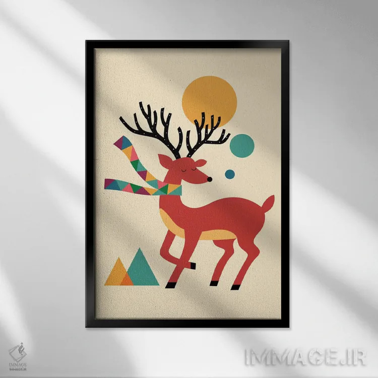 تابلو پاییز گوزن اثر اندی وستفِیس - نمای قابدار مشکی