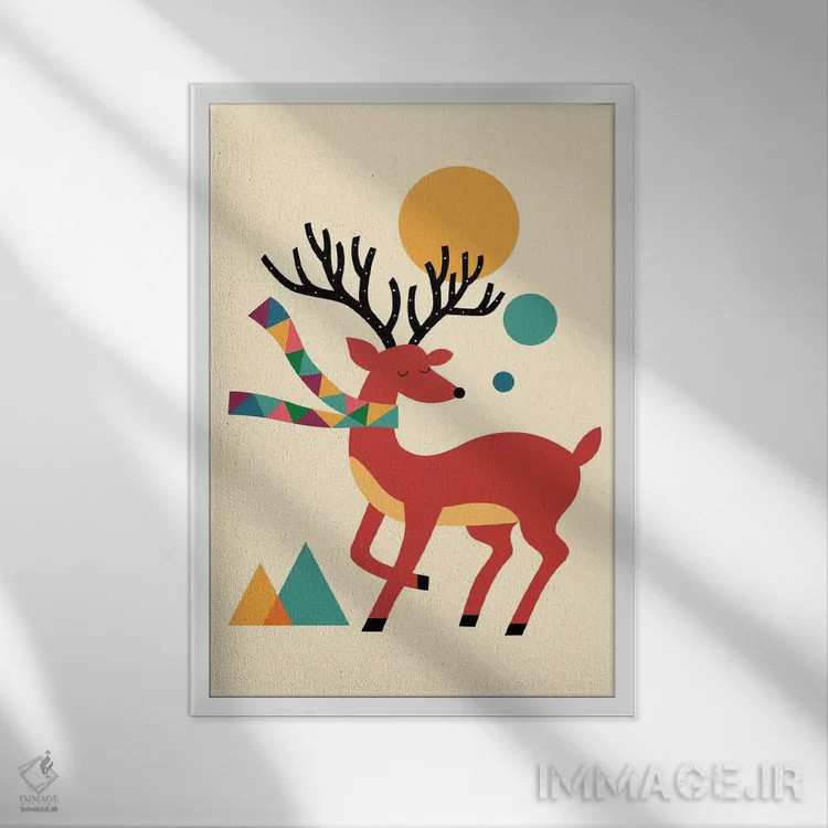 تابلو پاییز گوزن اثر اندی وستفِیس - نمای قابدار سفید