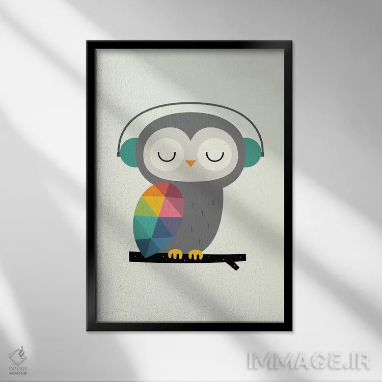 تابلو زمان جغد اثر اندی وستفِیس - نمای قابدار مشکی