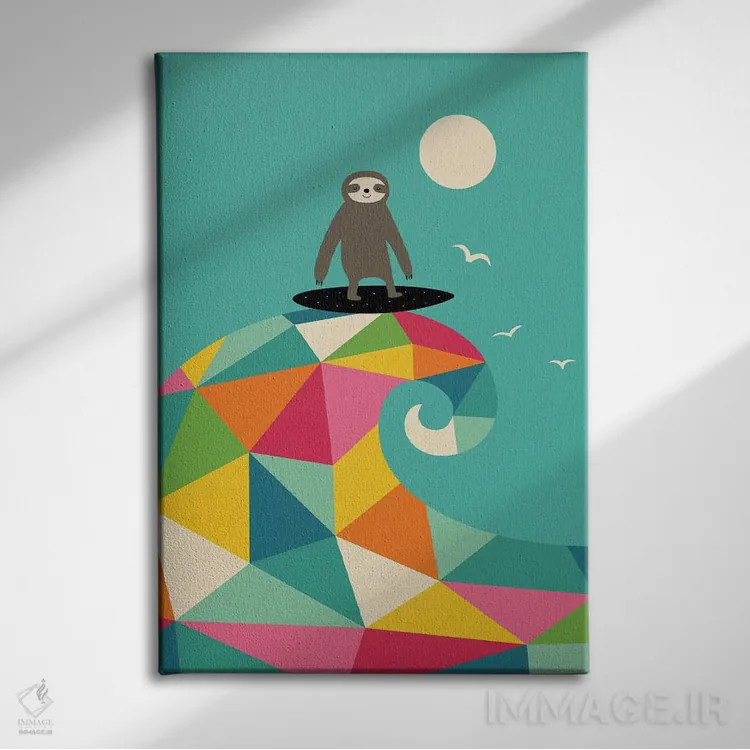 تابلو وقت موجسواری است اثر اندی وستفِیس - نمای روبهرو روی دیوار