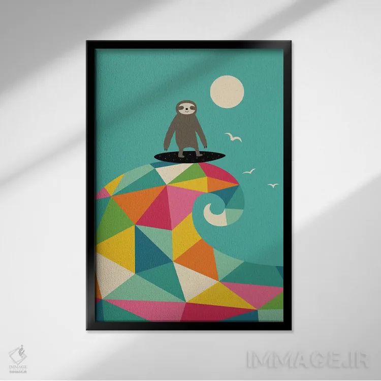 تابلو وقت موجسواری است اثر اندی وستفِیس - نمای قابدار مشکی