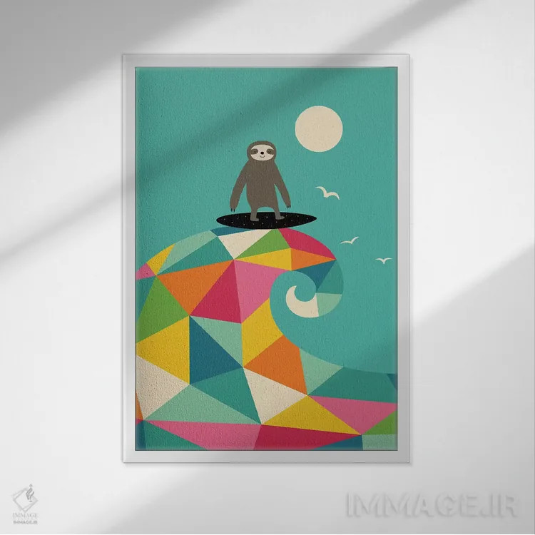 تابلو وقت موجسواری است اثر اندی وستفِیس - نمای قابدار سفید