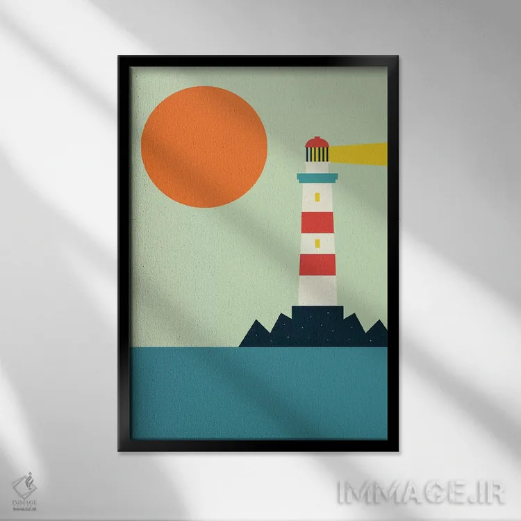 تابلو فانوس دریایی اثر اندی وستفِیس - نمای قابدار مشکی