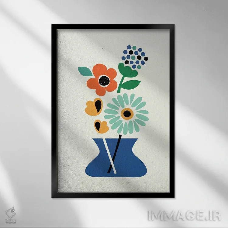 تابلو زمان گلدار اثر اندی وستفِیس - نمای قابدار مشکی