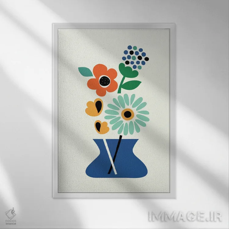 تابلو زمان گلدار اثر اندی وستفِیس - نمای قابدار سفید