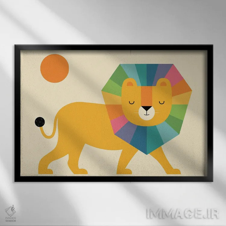 تابلو درخشش شیر اثر اندی وستفِیس - نمای قابدار مشکی