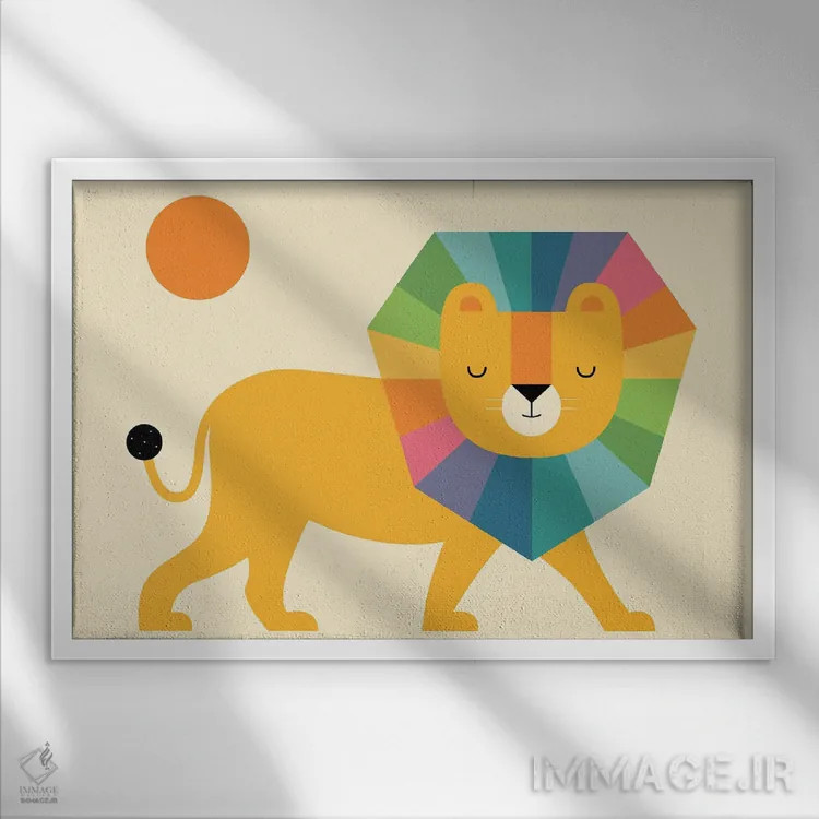 تابلو درخشش شیر اثر اندی وستفِیس - نمای قابدار سفید