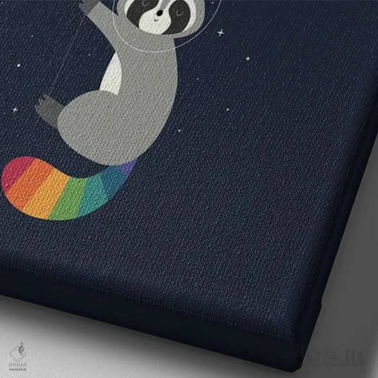 تابلو راکون فضایی اثر اندی وستفِیس - نمای نزدیک بافت بوم