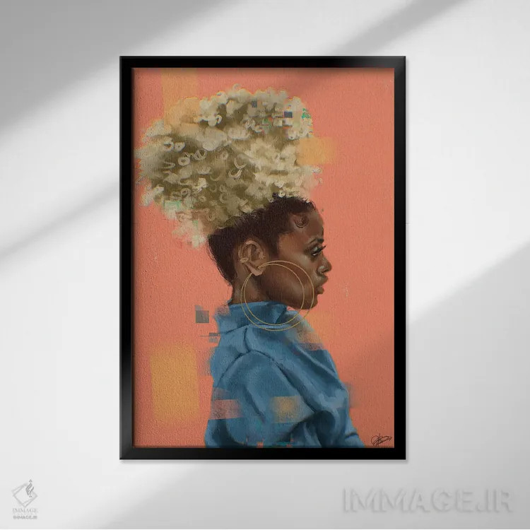 تابلو پوف بور (مدل مو) اثر آماندا وایتهرست - نمای قابدار مشکی