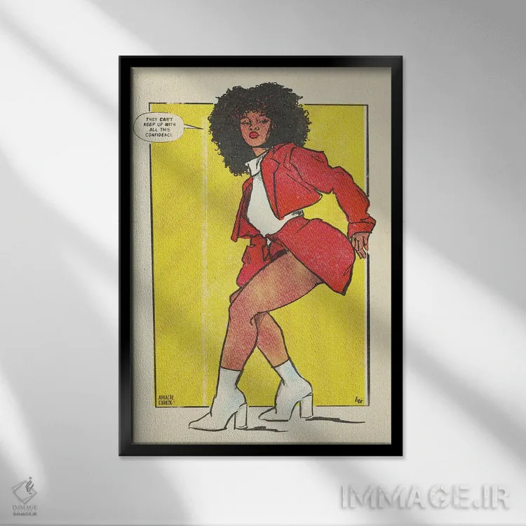 تابلو این امیسی کمیک مطمئن اثر آماندا وایتهرست - نمای قابدار مشکی