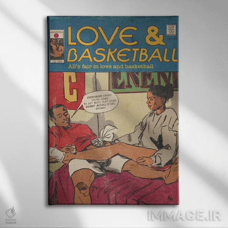 تابلو عشق و بسکتبال اثر آماندا وایتهرست - نمای روبهرو روی دیوار