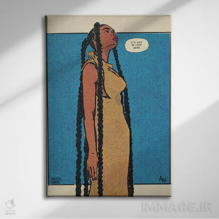 تابلو بالا از اینجا (امیسی کمیک) اثر آماندا وایتهرست - نمای روبهرو روی دیوار