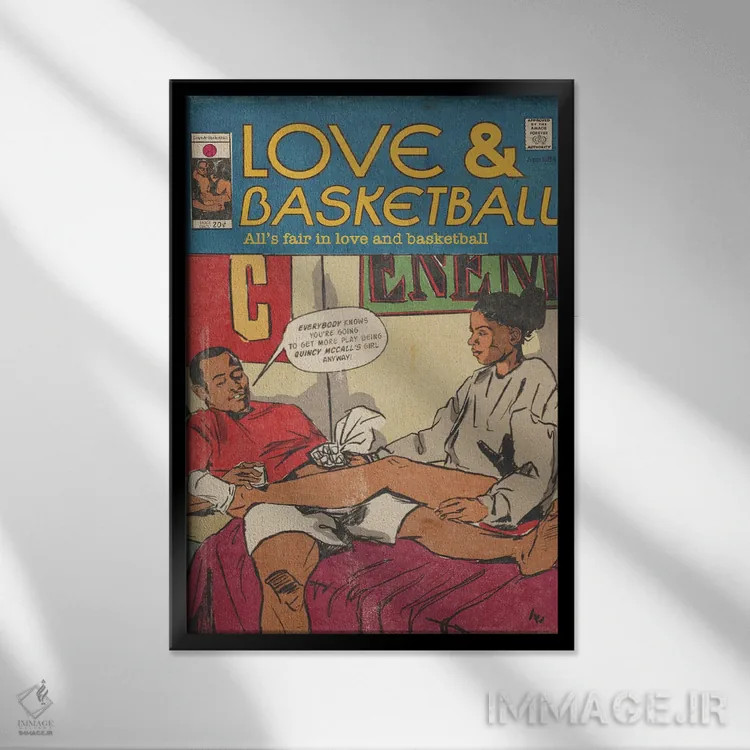 تابلو عشق و بسکتبال اثر آماندا وایتهرست - نمای قابدار مشکی