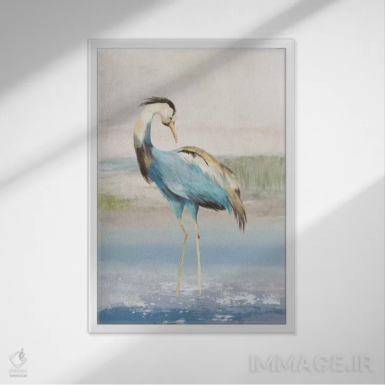 تابلو حواصیل در ساحل I اثر ایمی ویلسون - نمای قابدار سفید