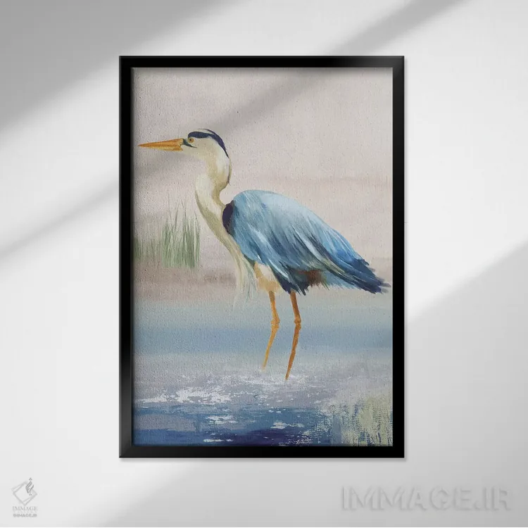 تابلو حواصیل در ساحل II اثر ایمی ویلسون - نمای قابدار مشکی