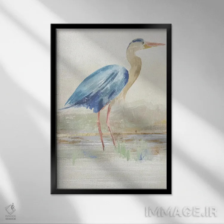 تابلو حواصیل در دریاچه اثر ایمی ویلسون - نمای قابدار مشکی