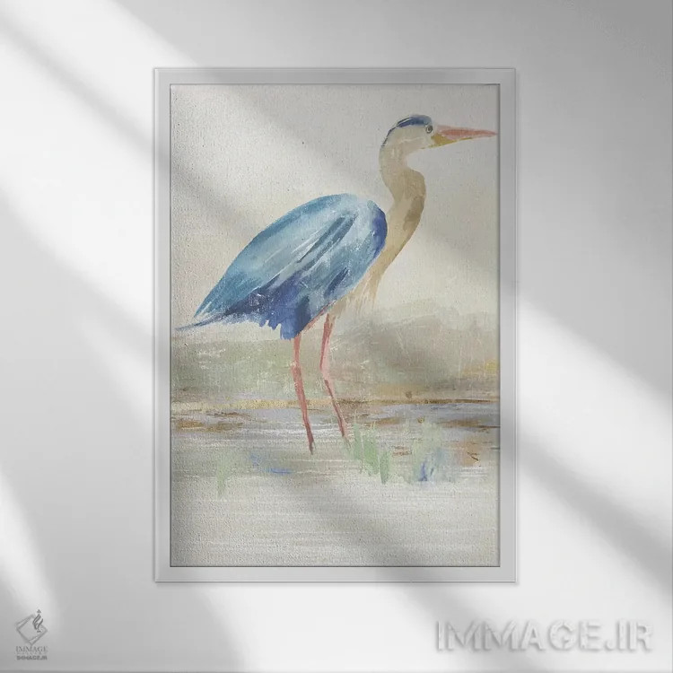 تابلو حواصیل در دریاچه اثر ایمی ویلسون - نمای قابدار سفید