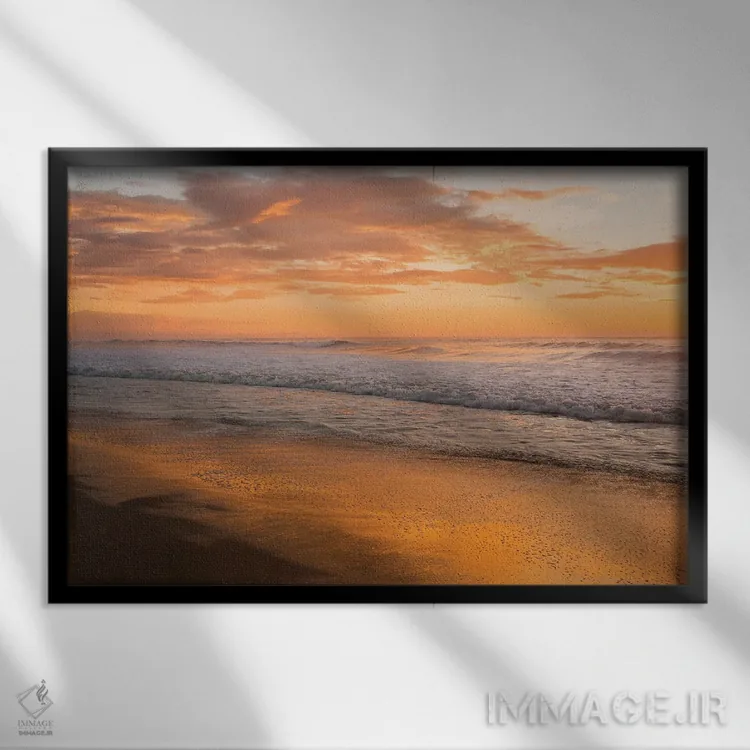 تابلو موجهای غروب اثر اندرو لِوِر - نمای قابدار مشکی