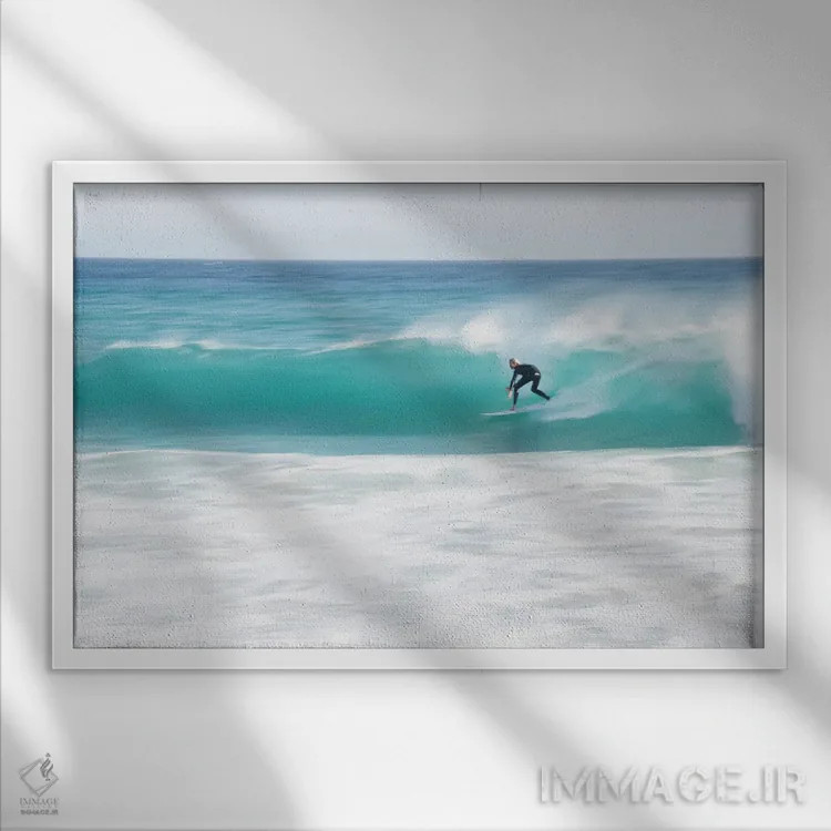 تابلو در دل آبی اثر اندرو لِوِر - نمای قابدار سفید