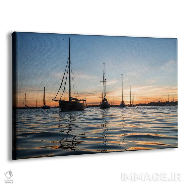 تابلو قایقرانی در غروب اثر اندرو لِوِر - نمای پرسپکتیو محصول