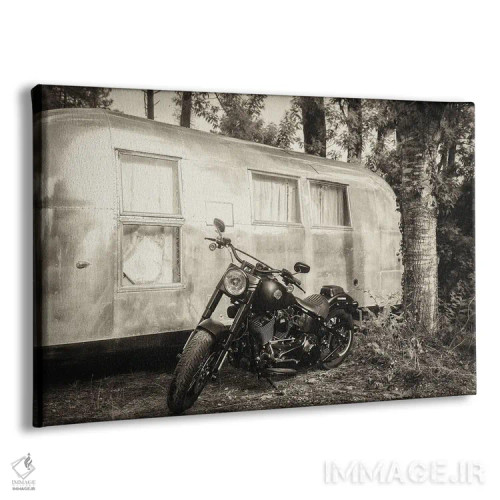 تابلو هارلی و ایراستریم (موتورسیکلت و کاروان) اثر اندرو لِوِر - نمای پرسپکتیو محصول