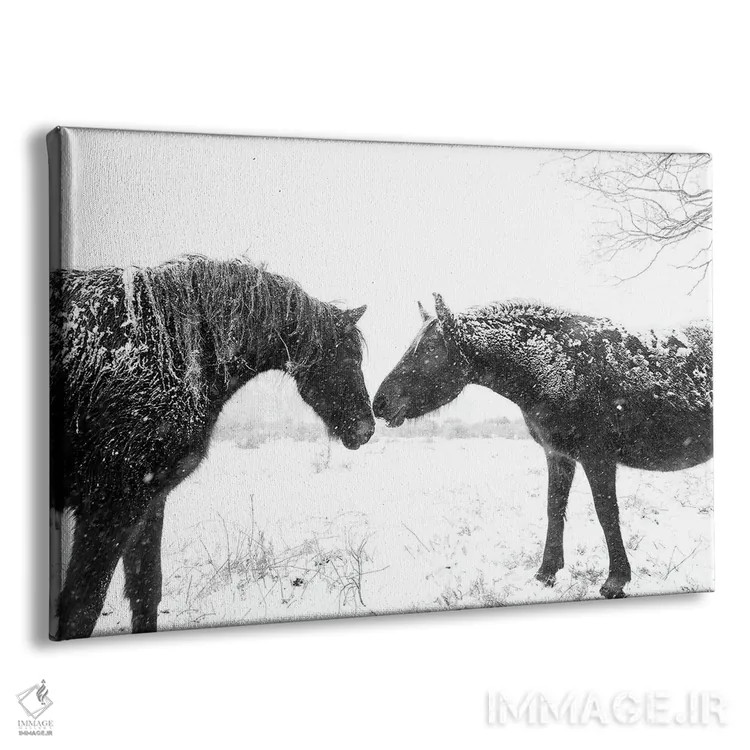 تابلو اسبهای برفی اثر اندرو لِوِر - نمای پرسپکتیو محصول