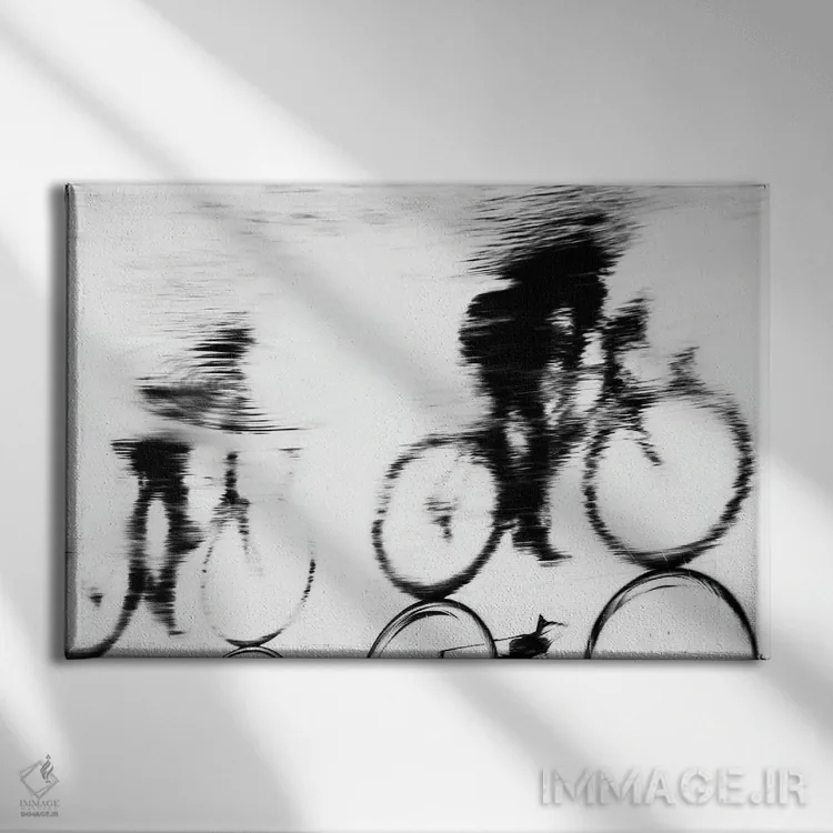 تابلو سایهنمای دوچرخهسوار اثر اندرو لِوِر - نمای روبهرو روی دیوار