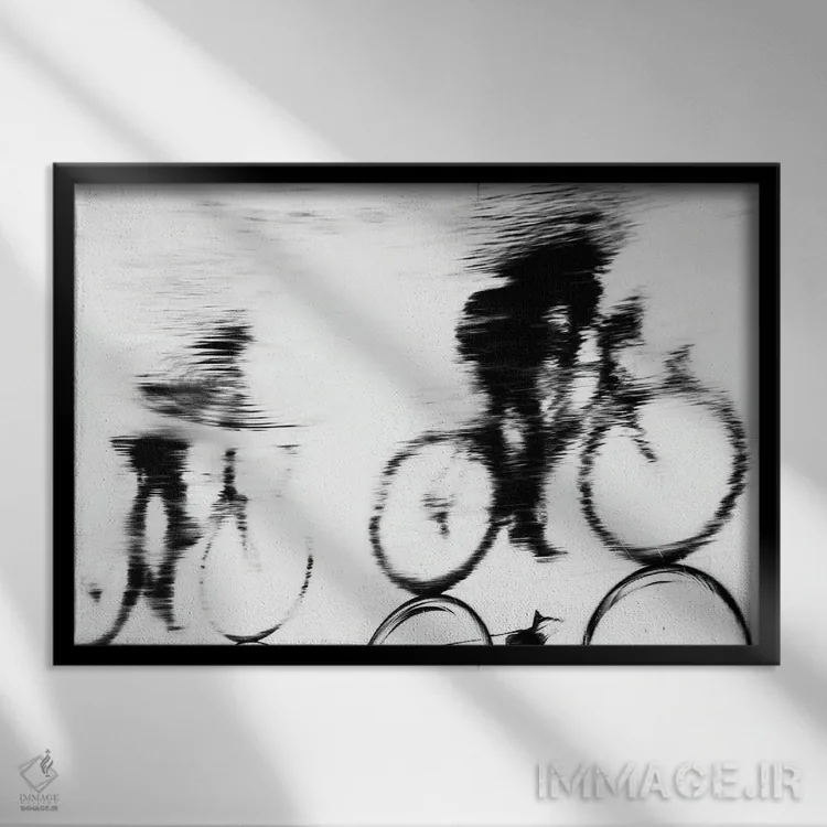 تابلو سایهنمای دوچرخهسوار اثر اندرو لِوِر - نمای قابدار مشکی