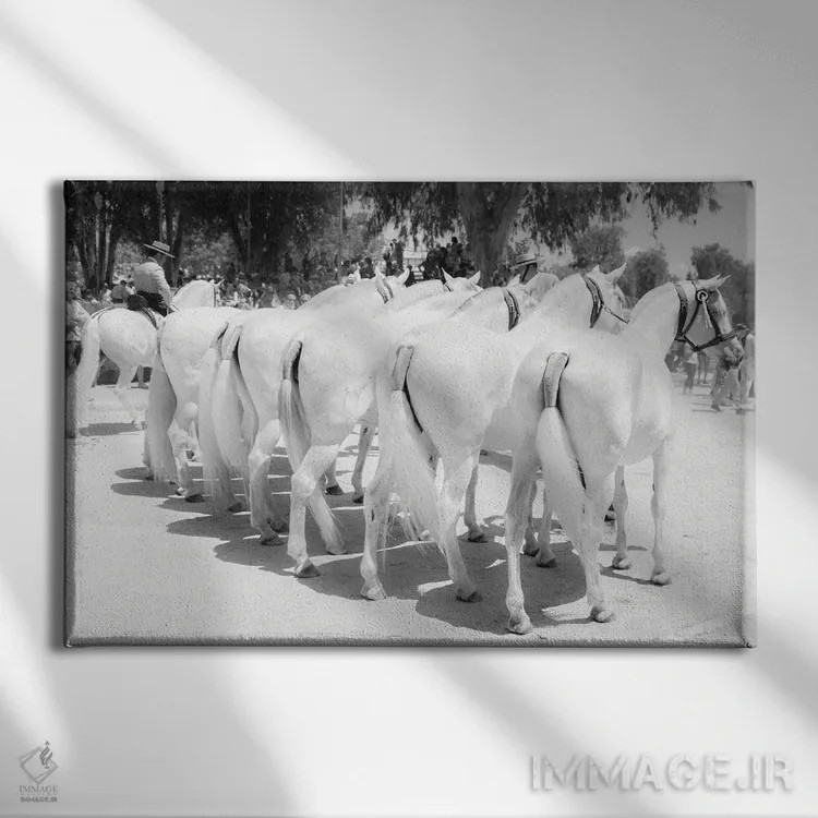 تابلو اسبهای افسانهای اثر اندرو لِوِر - نمای روبهرو روی دیوار