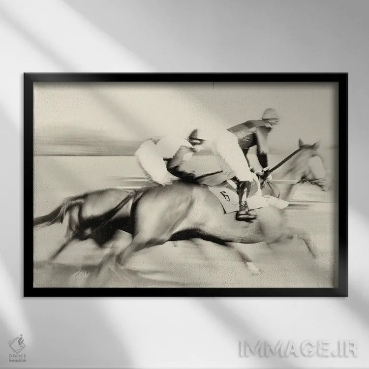 تابلو یک روز در مسابقهها اثر اندرو لِوِر - نمای قابدار مشکی