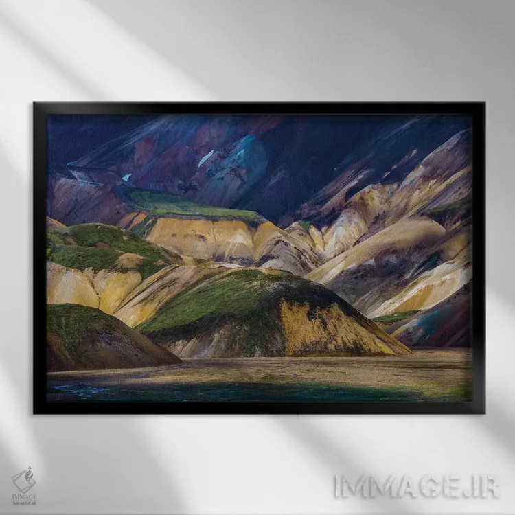تابلو Iceland,کوههای لندمانالایگار، ایسلند اثر آرت وولف (عکاس حیات وحش آمریکایی) - نمای قابدار مشکی