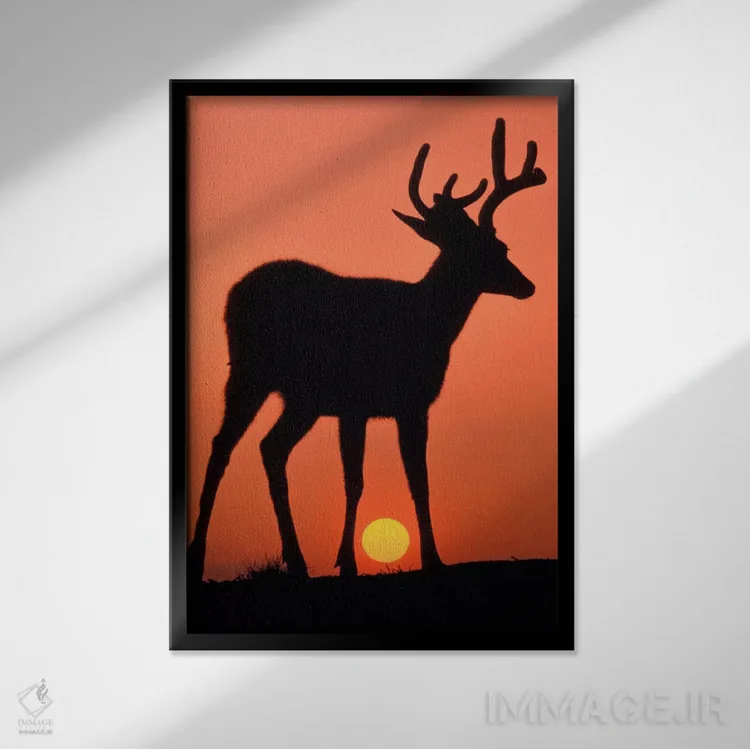 تابلو Olympic National Park, Washington, USA,سایهنمای گوزن در غروب، پارک ملی المپیک، واشنگتن، آمریکا اثر آرت وولف (عکاس حیات وحش آمریکایی) - نمای قابدار مشکی