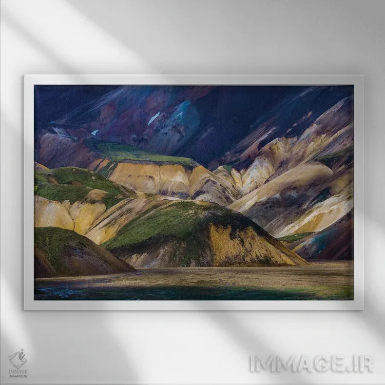 تابلو Iceland,کوههای لندمانالایگار، ایسلند اثر آرت وولف (عکاس حیات وحش آمریکایی) - نمای قابدار سفید