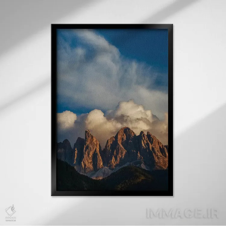 تابلو Dolomites, Italy,قلههای کوهستان، دولومیت، ایتالیا اثر آرت وولف (عکاس حیات وحش آمریکایی) - نمای قابدار مشکی
