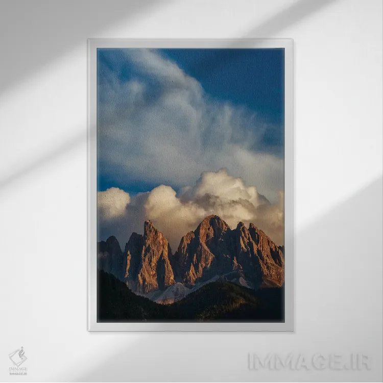 تابلو Dolomites, Italy,قلههای کوهستان، دولومیت، ایتالیا اثر آرت وولف (عکاس حیات وحش آمریکایی) - نمای قابدار سفید