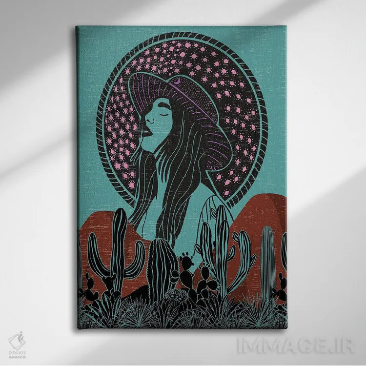 تابلو زن صحرا اثر اروویند پرینتس - نمای روبهرو روی دیوار