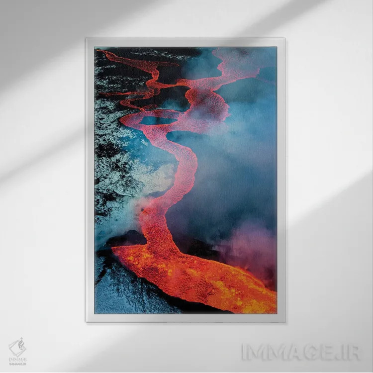 تابلو Iceland,فوران آتشفشان بارداربونگا ۲۰۱۴، ایسلند اثر آرت وولف (عکاس حیات وحش آمریکایی) - نمای قابدار سفید