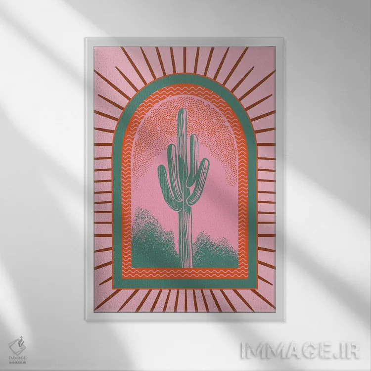 تابلو کاکتوس برقی اثر اروویند پرینتس - نمای قابدار سفید